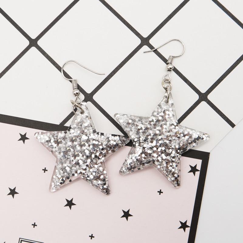Iridescent Five-Pointed Star Dangle Earrings - Versatile, Fashionable, Long Style for Women