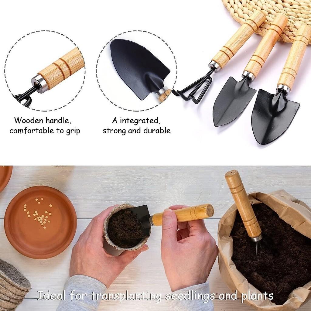 Conjunto de Ferramentas de Jardim com Cabo de Madeira Durável para Soltar o Solo e Plantar