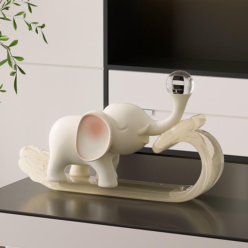 Auspicious Ruyi Elephant Ornament for Home, Office, and Wine Cabinet Decor
