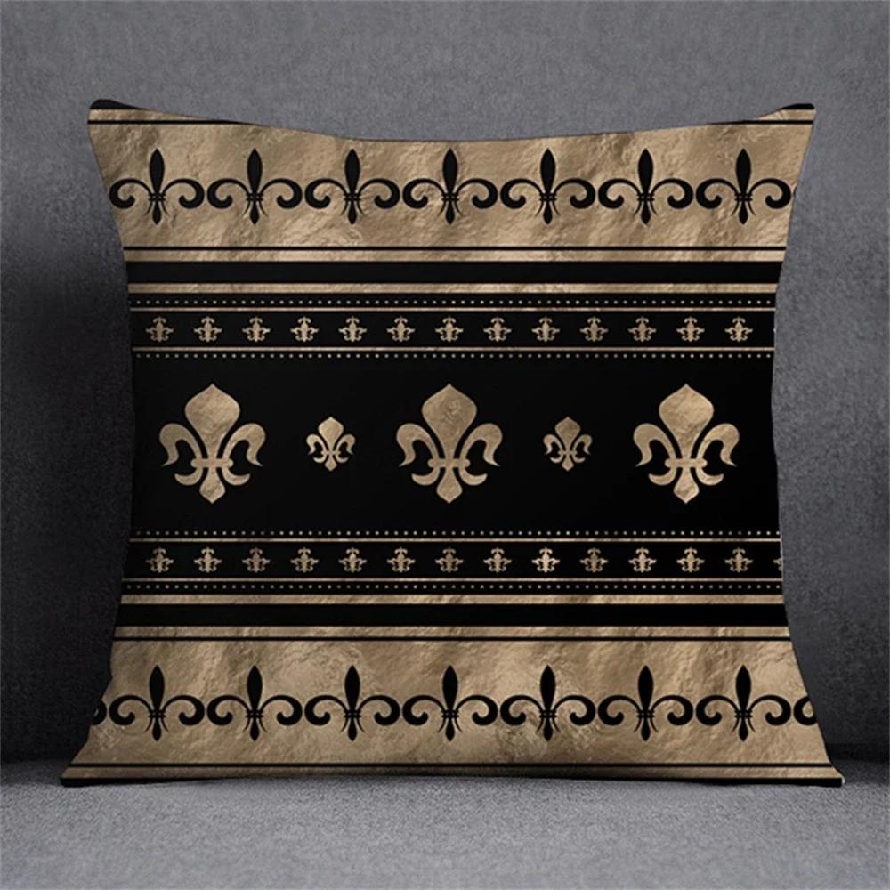 Home Decor Fleur-De-Lis Patterned Decorative Pillow Covers Pattern Cushion Cover Suitable For Sofa Bedroom Car Pillow Cover