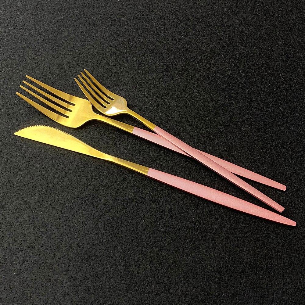 30Pcs White Gold Cutlery Set 18/10 Stainless Steel Dinnerware Set Knife Dessert Fork Spoon Silverware Kitchen Tableware Set