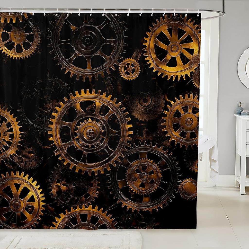 Outer Space Rocket Shower Curtain Galaxy Bath Curtain for Kids Boys Girl Cartoon Bathroom Accessories Universe Starry Sky