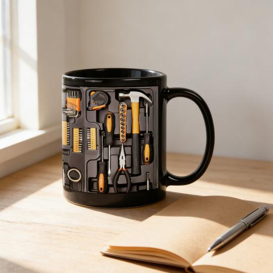 Mechaniker Werkzeugkasten Kaffeetasse Stilvolle Keramik Werkzeugkasten Tasse 11oz Werkzeug-Themen Geschenk für Mechaniker Papa Ehemann