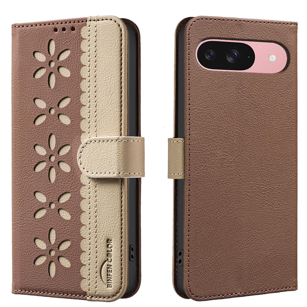 For Google Pixel 9 Pro/Google Pixel 9 Leather Case BINFEN COLOR BF36 Floral Pattern Phone Cover RFID Blocking Wallet Stand