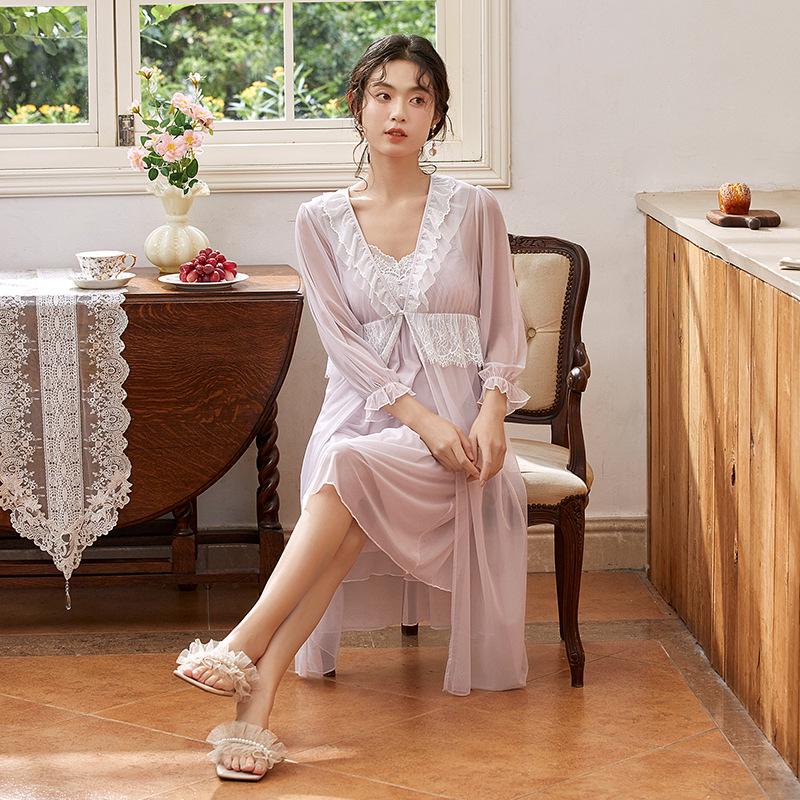 Elegant French Lace Camisole & Padded Bra Sleepwear Set - Luxurious Women s Home Pajamas One Size