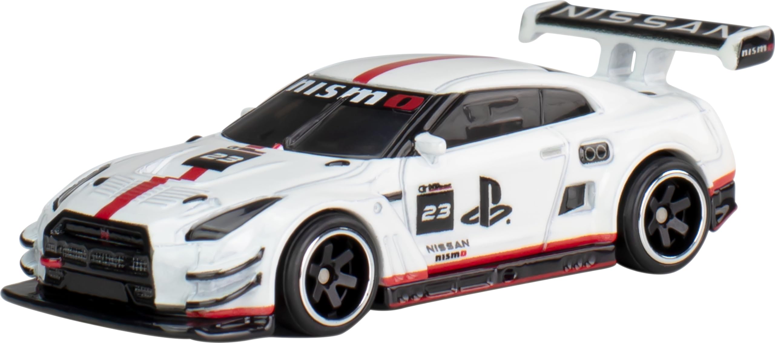 

Hot Wheels Pop Culture Gran Turismo Nissan NISMO GT3 Игрушечный автомобиль, литая модель автомобиля для возраста от 3 лет и HVJ34 - GT-R Up, Белый, белый