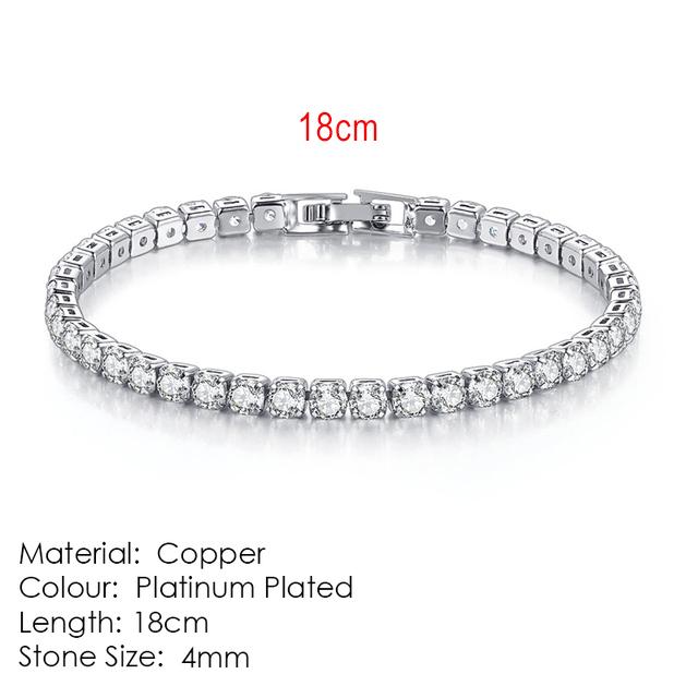 Silver Color 2.5/3/4/5mm Zircon Tennis Bracelet For Women Men Dazzling Crystal Hand Chain Wedding Gift Punk Fashion Jewelry