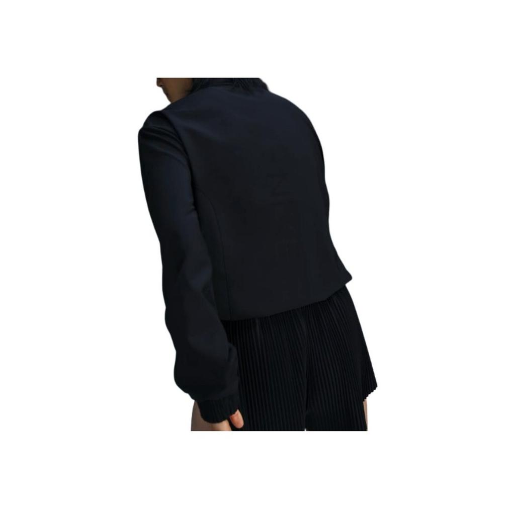 Nike Solid Color Long Sleeve Jacket With Zipper Pockets And Elastic Cuffs Women Jackets Black HQ3368-010