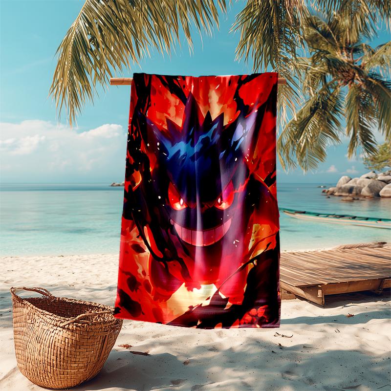 Beach Towel with Pokémon Gengar Pattern - soft,absorbent,machine washable Lightweight&Modern,swimming,Travel Essentials