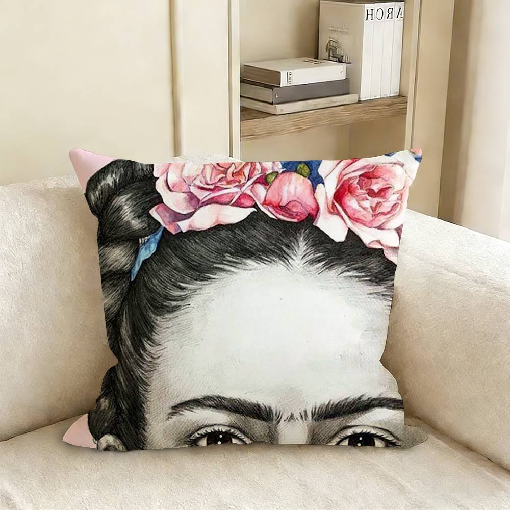 Art FFrida KKahlo Various Sizes Square Pillow Case For Car Home Bedchamber Decor
