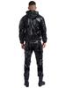 Unisex PVC Sauna oblek Dlouhý rukáv Zip S kapucí Stahovací šňůrka Bunda Vrchní díly Kalhoty Cvičení Trénink
