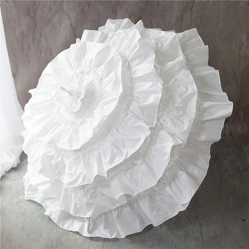 Ombrello Nordico Bianco Lungo da Donna per Matrimonio Ragazza Metallo Lusso Ombrello da Sole per Donne Guarda Chuva Idee Regalo SY338
