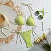 Set Bikini da Donna 2 Pezzi Sexy Patchwork di Colore Plissettato Reggiseno Allacciato al Collo Vita Alta Nuoto