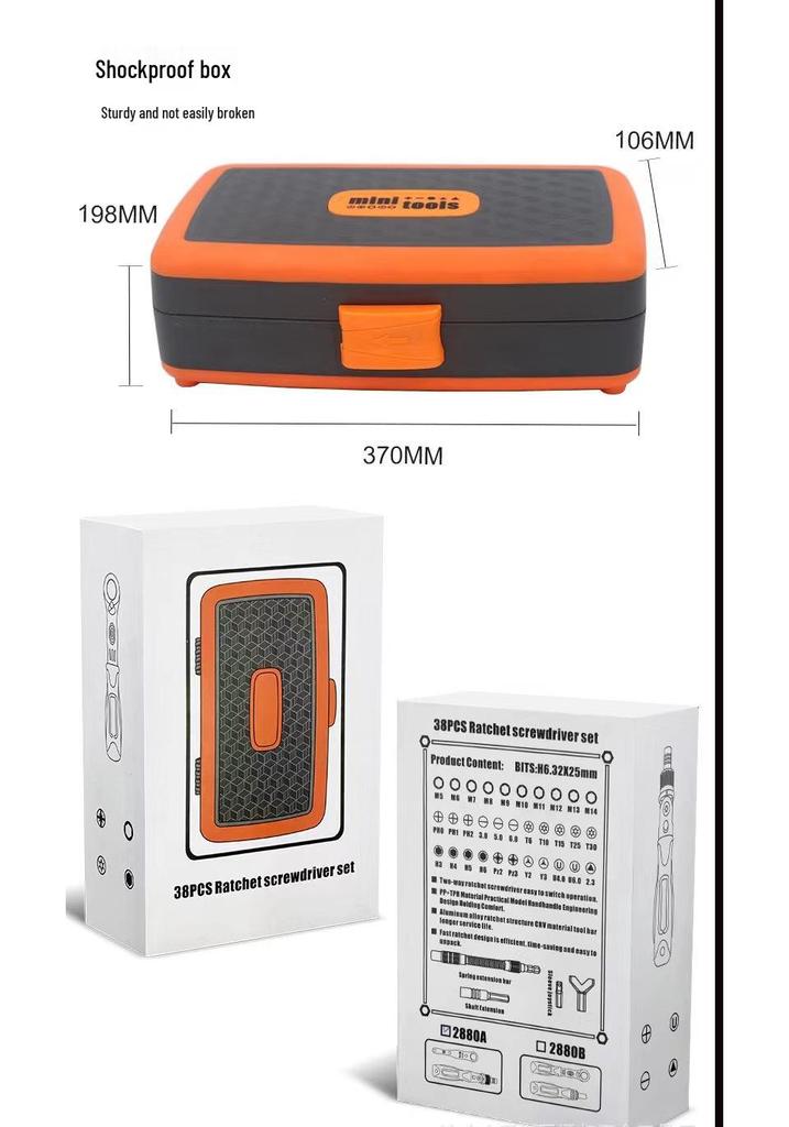 38-in-1 Semi-Automatic Ratchet Screwdriver Set with Phillips, Cross, Triangle & Irregular Bits