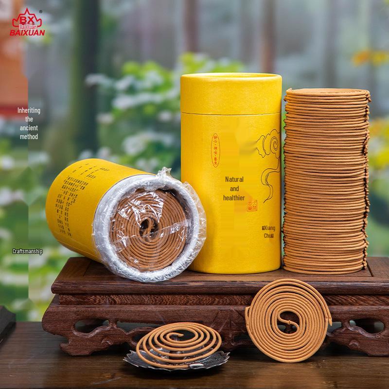 4-Hour Sandalwood & Mugwort Coil Incense (120 Pcs) with Burner - Indoor Long-Lasting Scent & Toilet Deodorizer