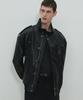 Moonsun Unisex, 4 Pocket Oversized Leather Blouson / Black