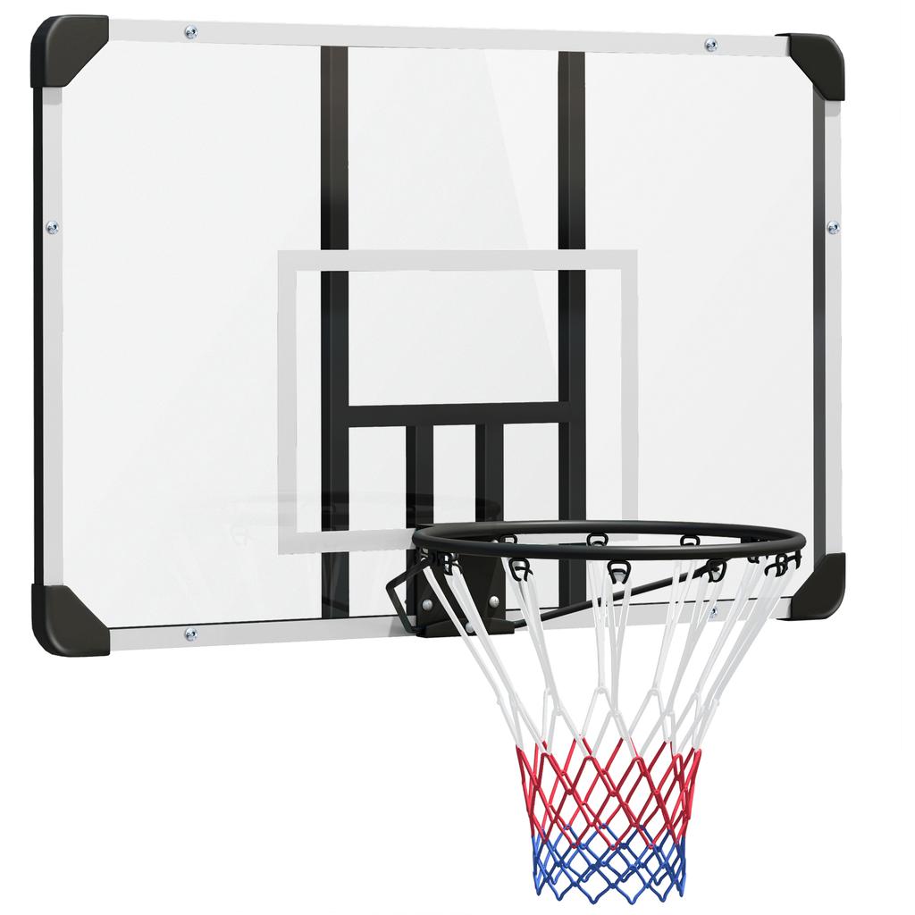 Basketballkorb, Bruchfeste Rückwand, Höhenverstellbar, Indoor & Outdoor, Stahlrahmen, Schwarz