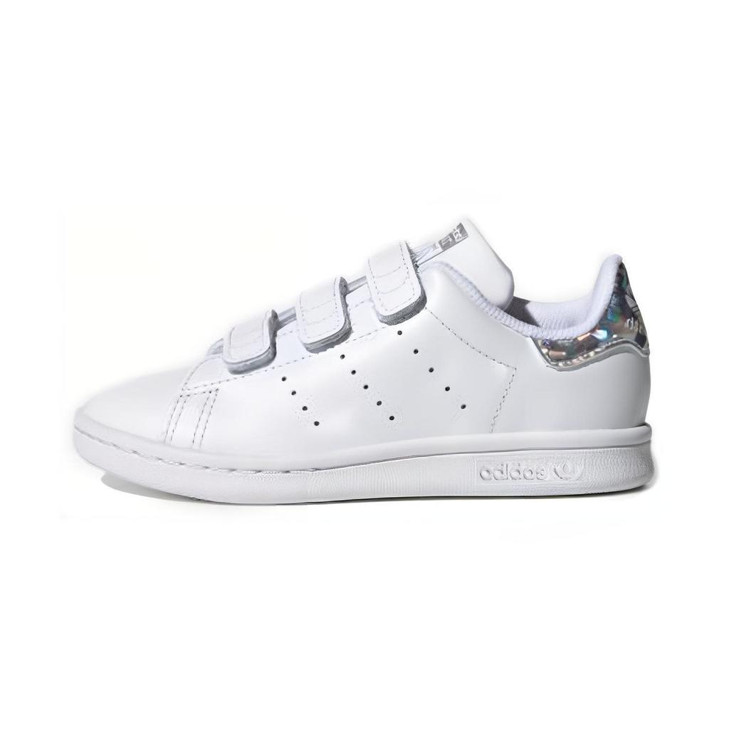 adidas Originals Stan Smith Velcro Casual Low-Top Kids Sneakers Kids Sneakers White Silver EE8484