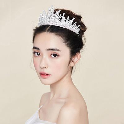 Tiara da Sposa Corona Lucida Perla Blu Bianco Corona Leggera Con Strass LED Accessori per Capelli da Donna Gioielli per la Testa Copricapo da Sposa