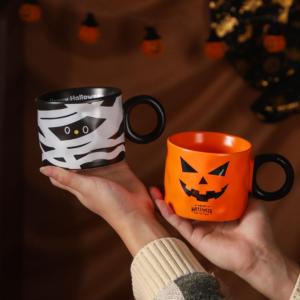 Halloweenský hrnek mumie keramický Halloweenský dárek Vysoce vypadající hrnek Suvenýr Hrnky na vodu Dárková sada
