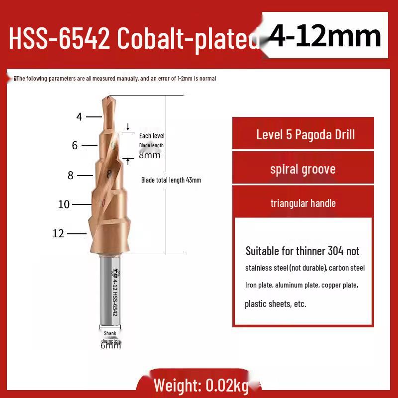 Tiangong Pagoda High-Hardness Universal Step Drill Bit Set for Stainless Steel