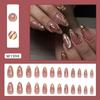 Snexa Gold Chrome Press On Nails Almond Shape | Glossy Nude False Nails with 3D Metallic Swirl Design | Press On Nails Kit for Women And Girls Fak