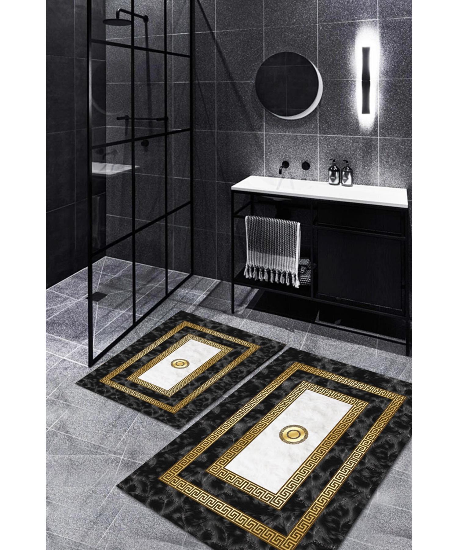 

Комплект из 2-х ковров с узором Перо в золотой раме (60x100/40x60) - Cp1420