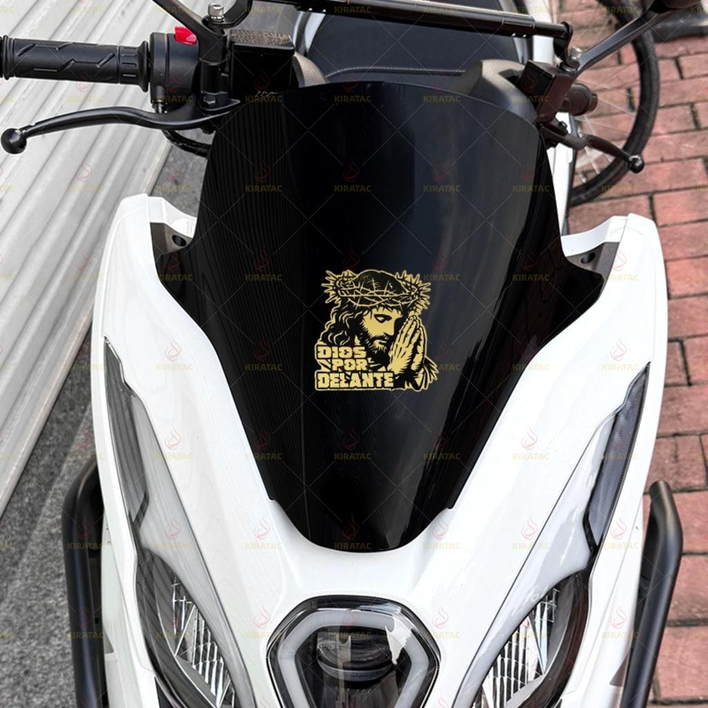 Gold Dios Por Delante Motorradaufkleber Wasserdicht für Motorradhelm Kraftstofftank Auto Tankdeckel Fahrrad Universal Vinyl Aufkleber