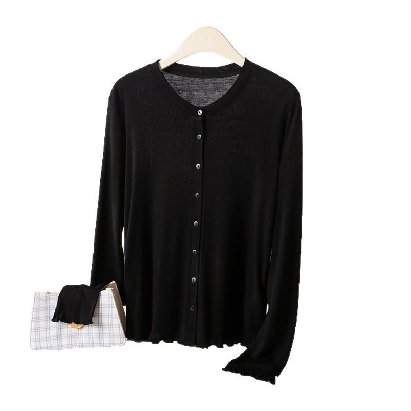 2026 Hangzhou Women's Summer Mulberry Silk Lyocell Cardigan T-shirt: Sun Protection & Body Concealment