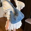 Crossbody Bag Denim Canvas Bag Buckle Strap Simple Tote Bag Casual Vintage Handbag  Streetwear