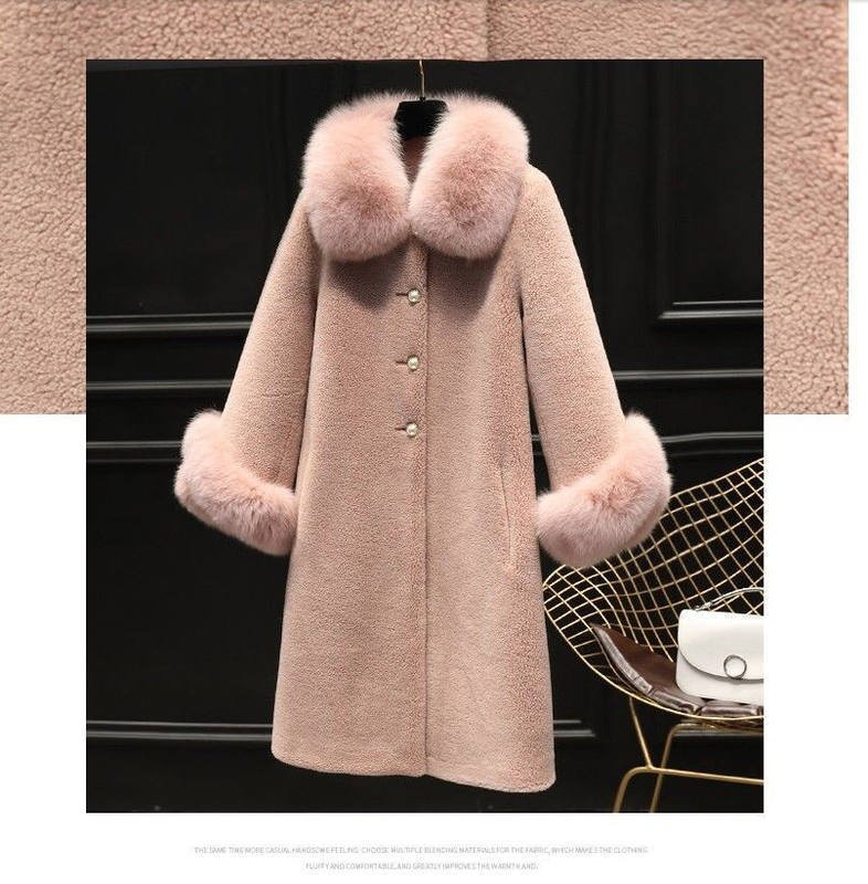 Winter new imitation sheep shearing fur coat long imitation fox fur coat large size women's clothing