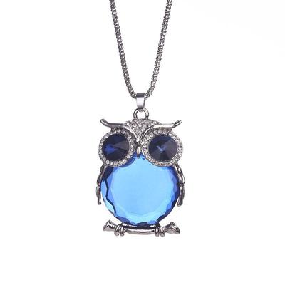 Korean Crystal Owl Fashion Sweater Necklace for Women
