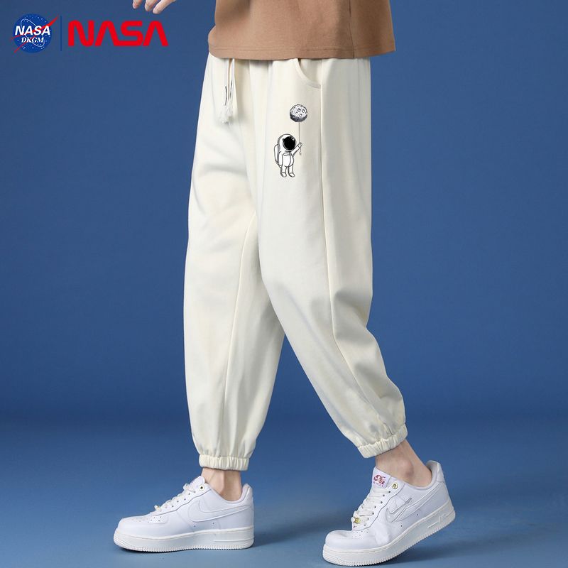 NASA Joint-Name Men's Sweatpants Summer Ice Silk Thin New Sports Men's Pants Spring and Autumn Capri Casual Trousers