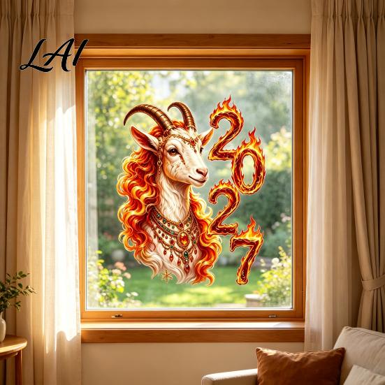 Electrostatic Window Stickers Chinese New Year Static Clings Goat Sticker 2027 Sheep Celebration Supplies Reusable Lunar Xmas Decor for Home
