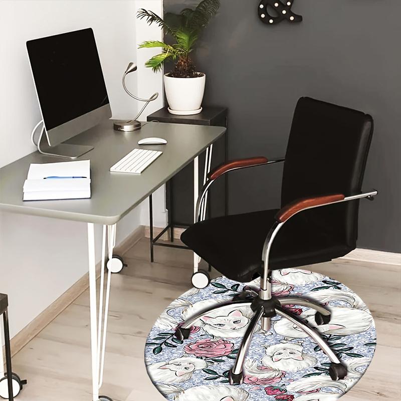 

1PC cat flower Non-Slip Floor Round carpet, Office, family, bedroom, Large Area Rug Indoor Rugs, Vibrant Colors-Z0447 80cm by 80cm