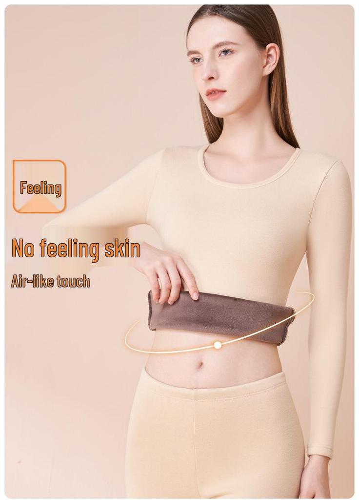 Damen Thermounterhemd mit Fleece-Futter für extreme Kälte, Deutscher Samt, Verdickte Basisschicht für den Winter.