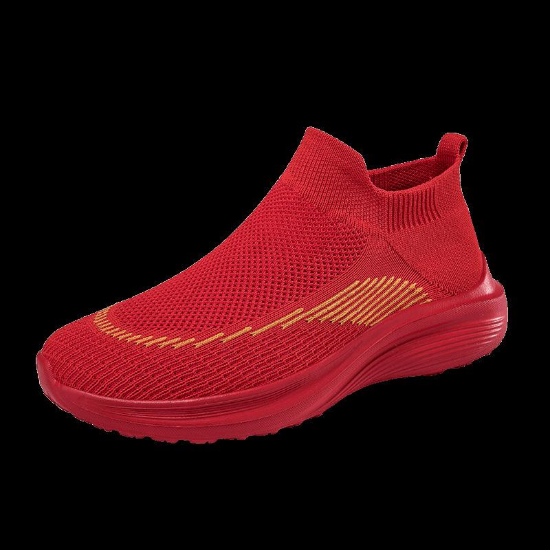 Men's Shoes Spring and Autumn Youth Sports Casual Fly-woven Lightweight Soft-soled Shock-absorbing Socks Large-size Couple Casual Running Shoes