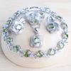 Conjuntos de joyería de circonia azul para mujer, Plata de Ley 925, joyería de disfraz nupcial para boda, pendientes, anillos, pulseras, collar con colgante