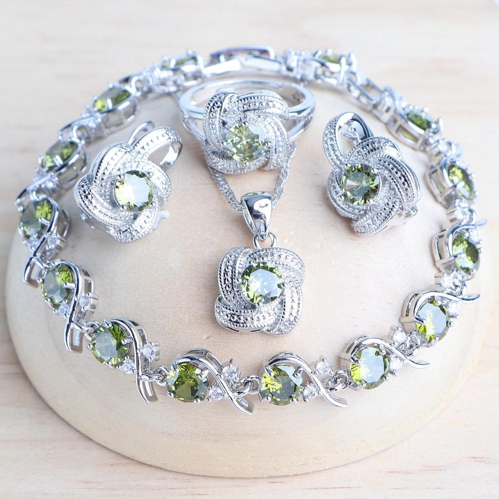 Conjuntos de joyería de circonia azul para mujer, Plata de Ley 925, joyería de disfraz nupcial para boda, pendientes, anillos, pulseras, collar con colgante