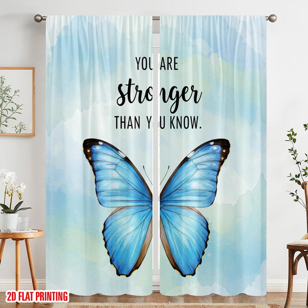 2pcs 2D Flat Printing Party Window Curtains Butterfly Strength Polyester Without Electricity Birthday Party Use for Gold Wall