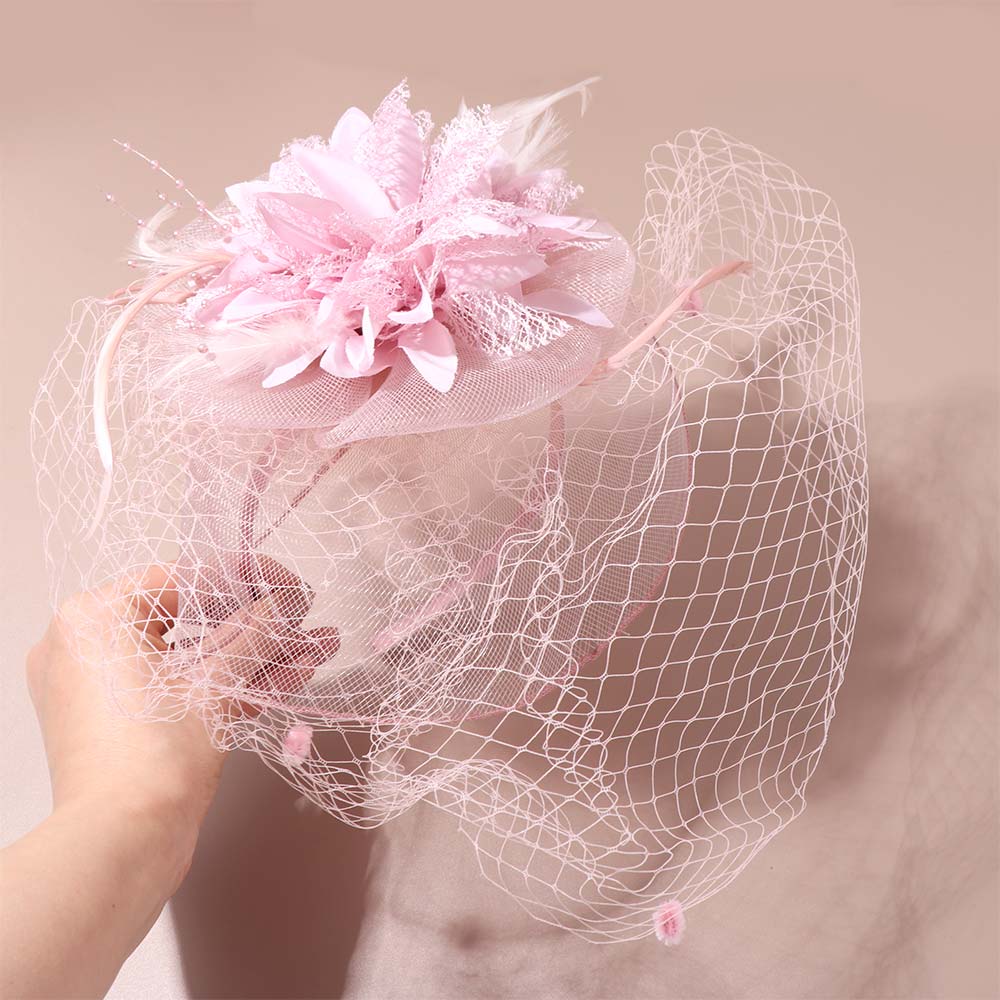Fashion French Style Bride Veil Hairdband Wedding Hepburn Bridal Headband Flowers Feather Mesh Veil Face Cover Hair Accessories