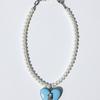 VERRYTASTE Heart Pendant Pearl Necklace - Sky Blue