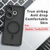 Per Xiaomi Poco F6 Redmi Turbo 3 Custodia Antiurto Magnetica Sensazione Pelle Texture Opaca Telaio TPU Plastica Dura Traslucida Copri Telefono
