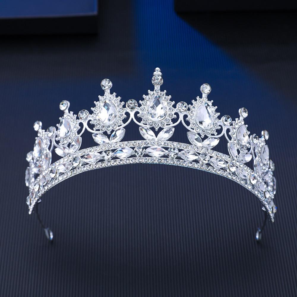 Baroque Wedding Hair Tiara Headpieces Jewelry Crystal Bridal Tiara Crown High-end Rhinestone Diadem Veil Tiaras Birthday Gift