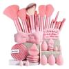 33 Piece Pink Makeup Brush Set With Sponge Professional Tools For All Makeup Types