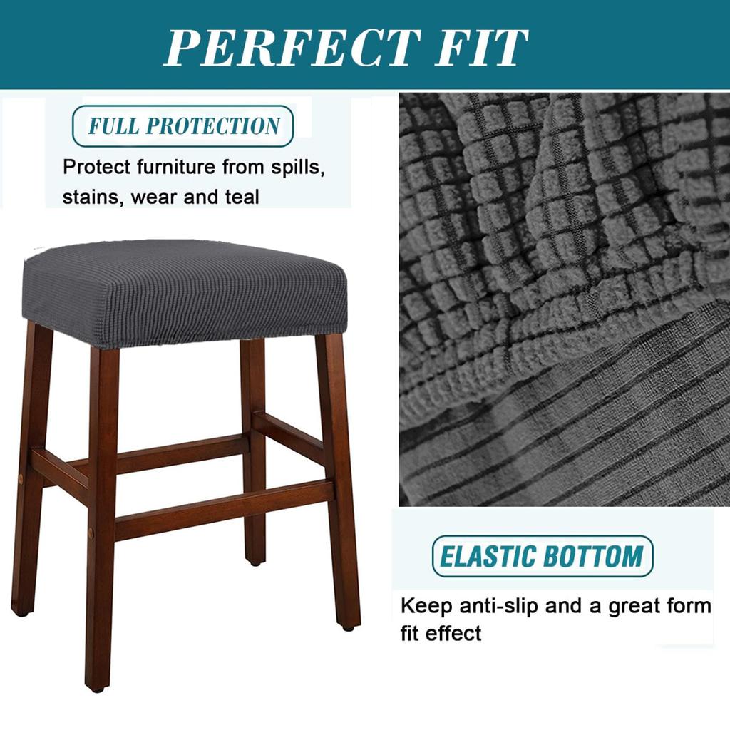 Elastic Rectangle Bar Stool Covers Vanity Stool Cover Jacquard Chair Seat Slipcover Counter Stool Covers Saddle Seat Cover