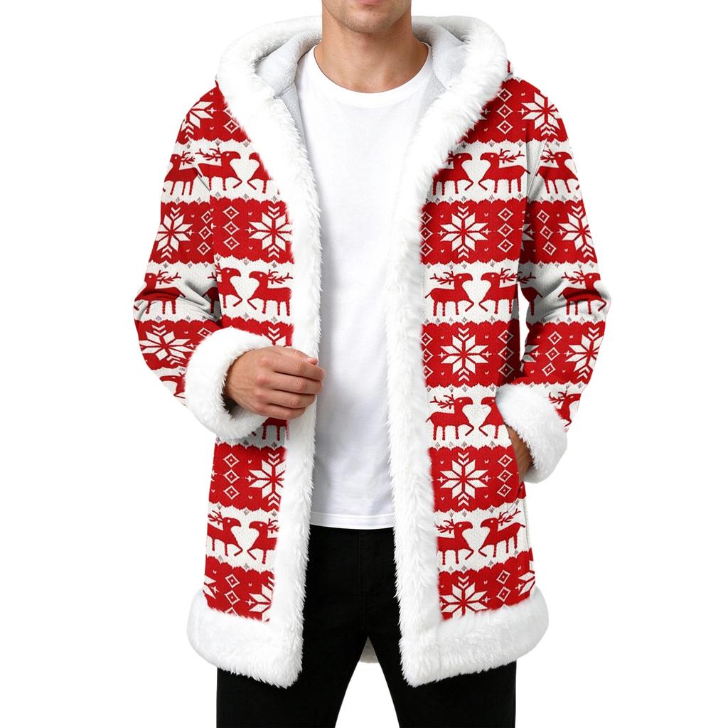 Men's Casual Christmas Print Jacket Holiday Outerwear