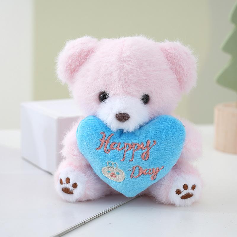 Cute Holding LOVE Heart Bear Stuffed Plush Toy Keychain Pendant Backpack Hangings Decoration
