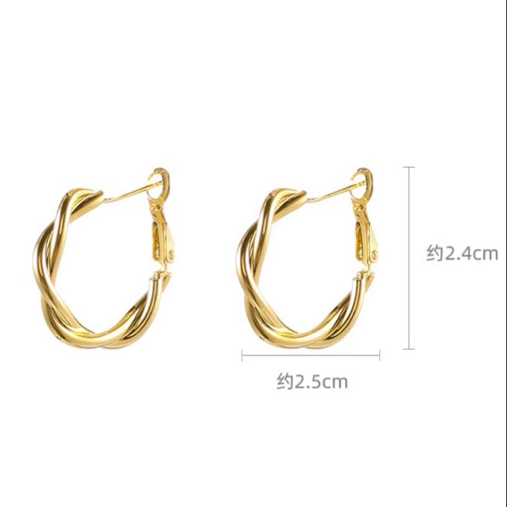 2PC Women's Fashion Geometric Winding Fried Dough Twists Earrings Zircon Accessories Suitable for Date Party Holiday Gift-4344