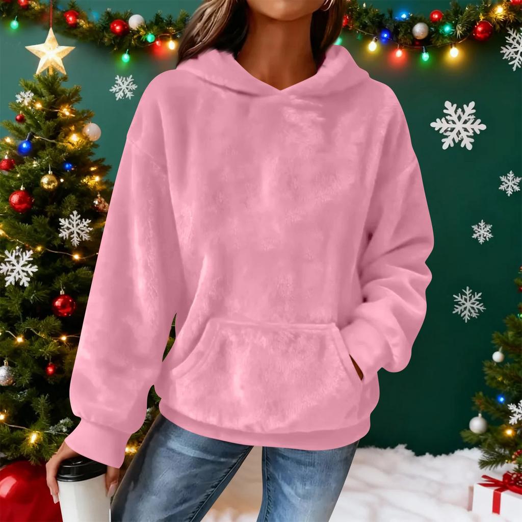 Women's Hooded Long Sleeve Printed Flannel Top Hooded Sweatshirt
